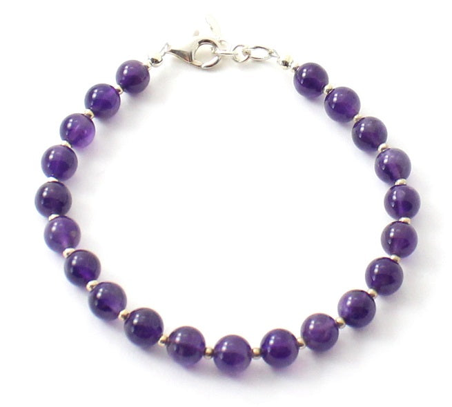 Amethyst Violet Bracelet With Silver Beads
