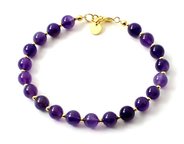 Amethyst Violet Bracelet With Silver Beads