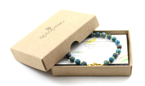 Apatite Blue Bracelet With Silver Beads