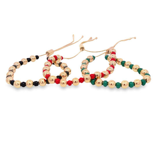 18K Gold Filled Bead Adjustable Bracelet With Colorful Beads (I539)